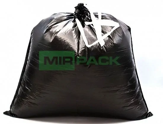 Пакеты для мусора 35 литров с завязками, 15 мкм, ПНД, в рулоне 15 штук, черные, 50х60 см - Вид 3